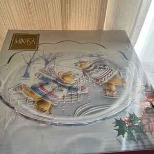 Mikasa skating bear glass tray